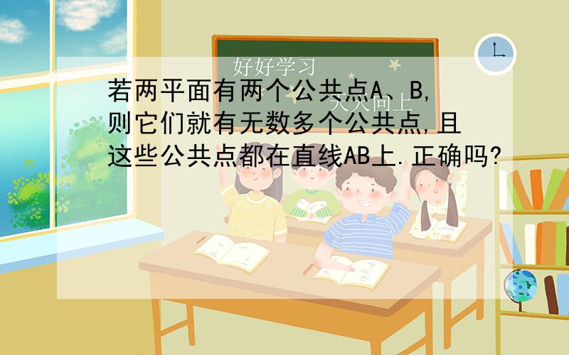 若两平面有两个公共点A、B,则它们就有无数多个公共点,且这些公共点都在直线AB上.正确吗?