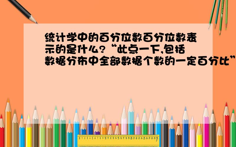 统计学中的百分位数百分位数表示的是什么?“此点一下,包括数据分布中全部数据个数的一定百分比”这个概念我知道,但就是理解不