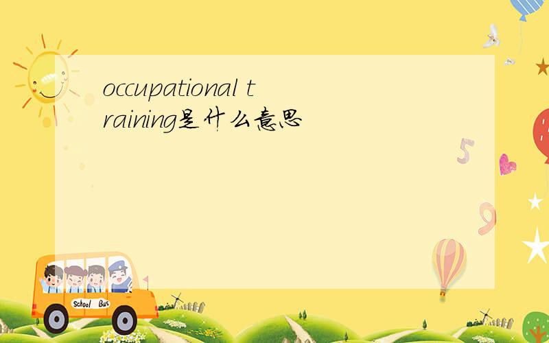 occupational training是什么意思