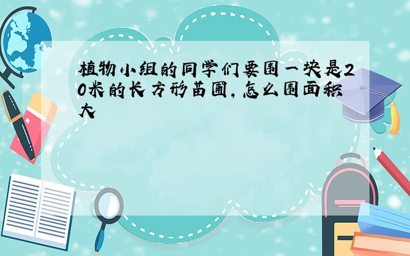 植物小组的同学们要围一块是20米的长方形苗圃,怎么围面积大