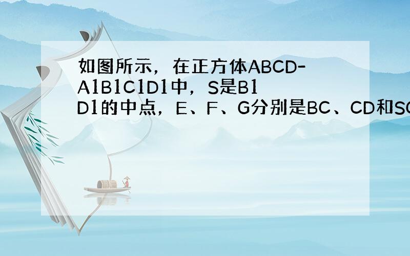 如图所示，在正方体ABCD-A1B1C1D1中，S是B1D1的中点，E、F、G分别是BC、CD和SC的中点．求证：