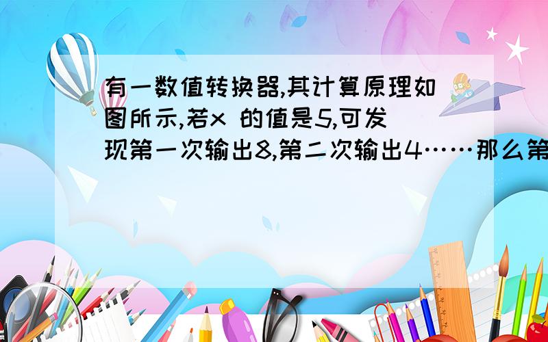 有一数值转换器,其计算原理如图所示,若x 的值是5,可发现第一次输出8,第二次输出4……那么第20