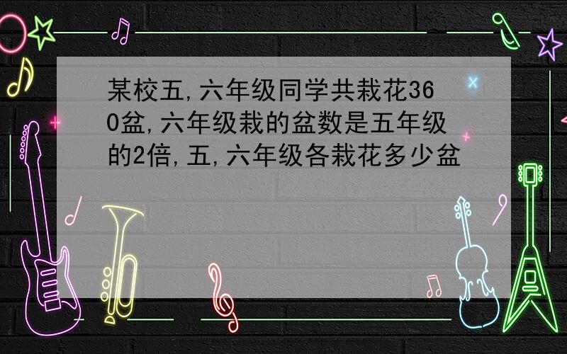 某校五,六年级同学共栽花360盆,六年级栽的盆数是五年级的2倍,五,六年级各栽花多少盆