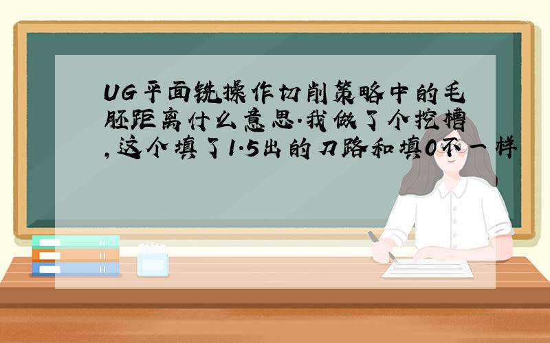 UG平面铣操作切削策略中的毛胚距离什么意思.我做了个挖槽,这个填了1.5出的刀路和填0不一样