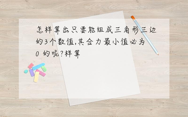 怎样算出只要能组成三角形三边的3个数值,其合力最小值必为0 的呢?样算