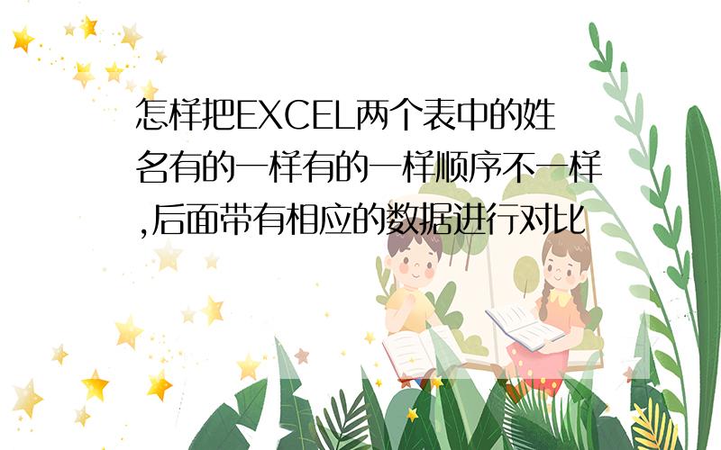 怎样把EXCEL两个表中的姓名有的一样有的一样顺序不一样,后面带有相应的数据进行对比