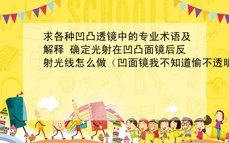 求各种凹凸透镜中的专业术语及解释 确定光射在凹凸面镜后反射光线怎么做（凹面镜我不知道偷不透明）