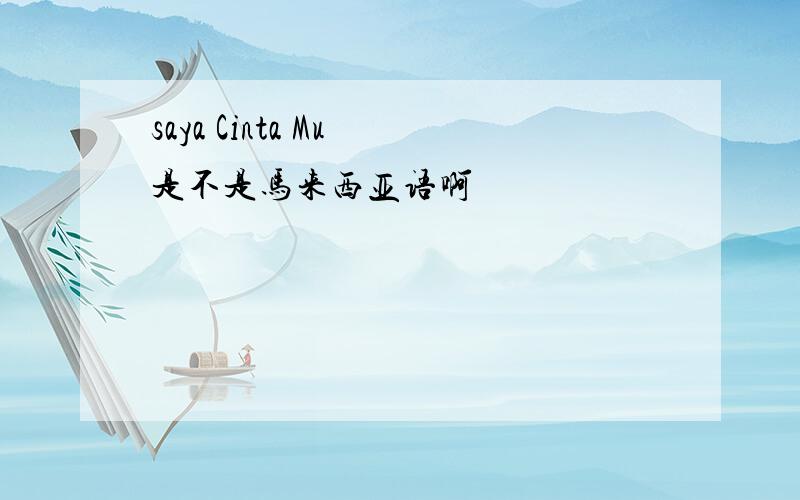 saya Cinta Mu 是不是马来西亚语啊