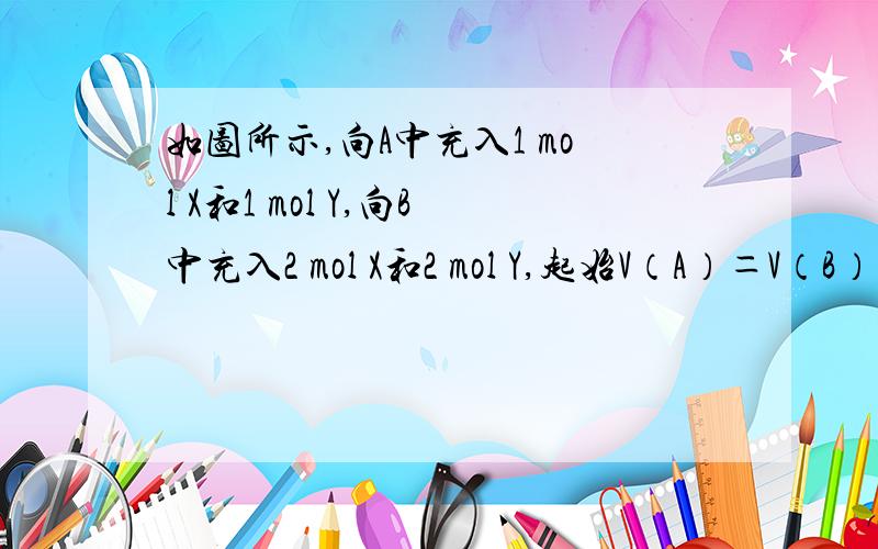 如图所示,向A中充入1 mol X和1 mol Y,向B中充入2 mol X和2 mol Y,起始V（A）＝V（B）＝a