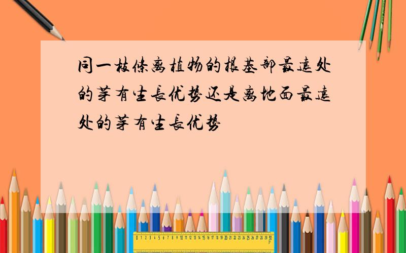 同一枝条离植物的根基部最远处的芽有生长优势还是离地面最远处的芽有生长优势