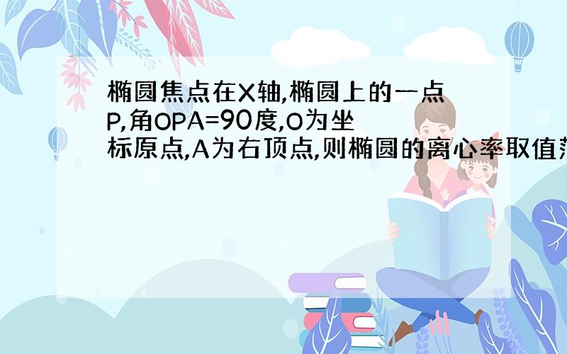 椭圆焦点在X轴,椭圆上的一点P,角OPA=90度,O为坐标原点,A为右顶点,则椭圆的离心率取值范围?