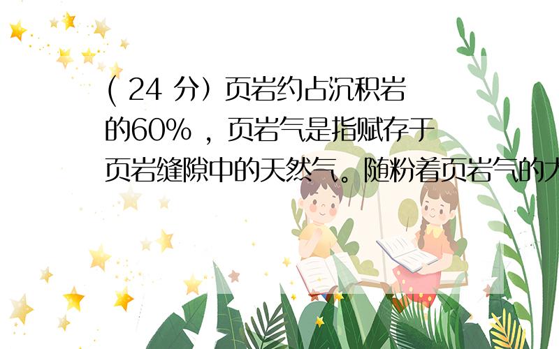 ( 24 分）页岩约占沉积岩的60% ，页岩气是指赋存于页岩缝隙中的天然气。随粉着页岩气的大量开采，其低廉价格成为了能源