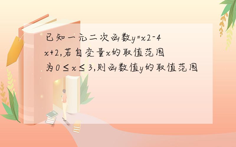 已知一元二次函数y=x2-4x+2,若自变量x的取值范围为0≤x≤3,则函数值y的取值范围