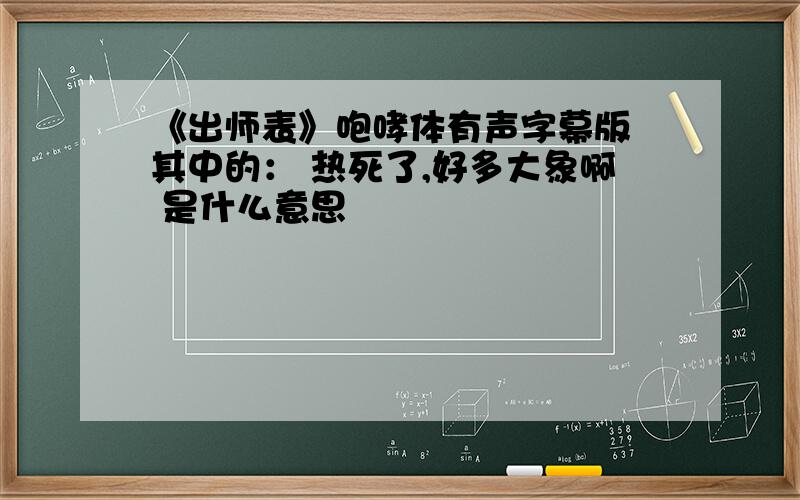 《出师表》咆哮体有声字幕版 其中的： 热死了,好多大象啊 是什么意思