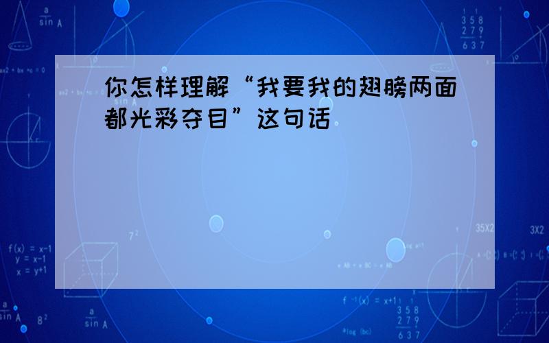 你怎样理解“我要我的翅膀两面都光彩夺目”这句话