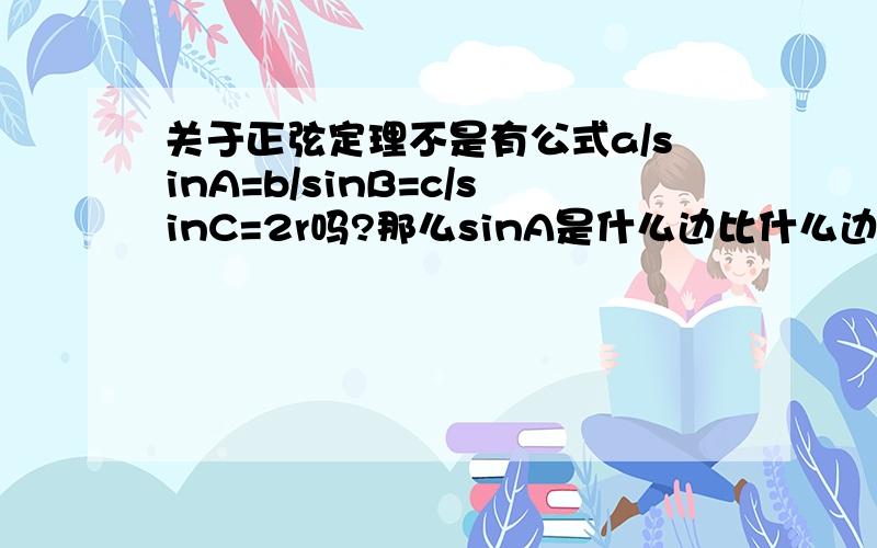 关于正弦定理不是有公式a/sinA=b/sinB=c/sinC=2r吗?那么sinA是什么边比什么边?为什么会等于2R?