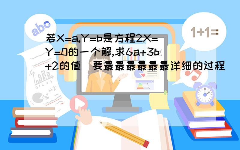 若X=a,Y=b是方程2X=Y=0的一个解,求6a+3b+2的值(要最最最最最最详细的过程)