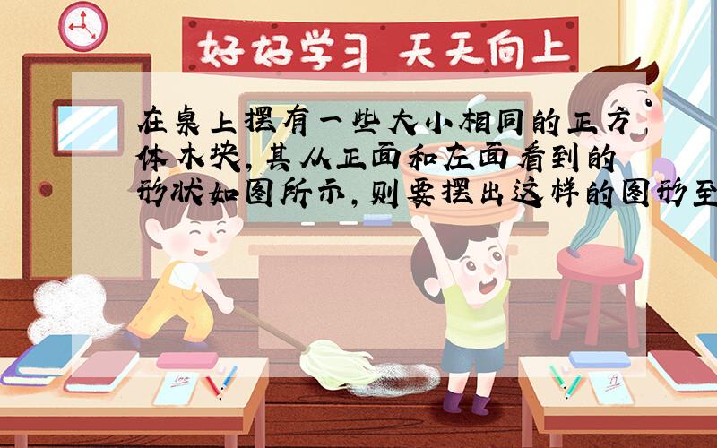 在桌上摆有一些大小相同的正方体木块,其从正面和左面看到的形状如图所示,则要摆出这样的图形至少需要（  