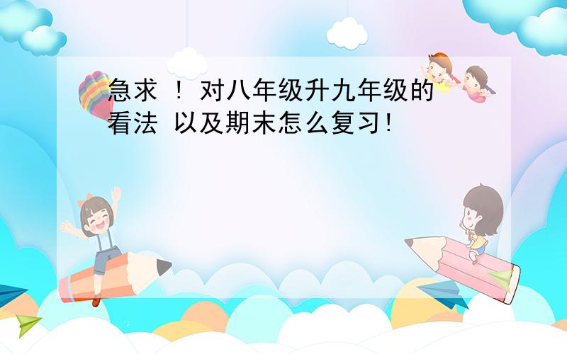 急求 ! 对八年级升九年级的看法 以及期末怎么复习!