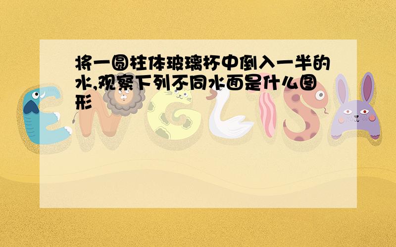 将一圆柱体玻璃杯中倒入一半的水,观察下列不同水面是什么图形