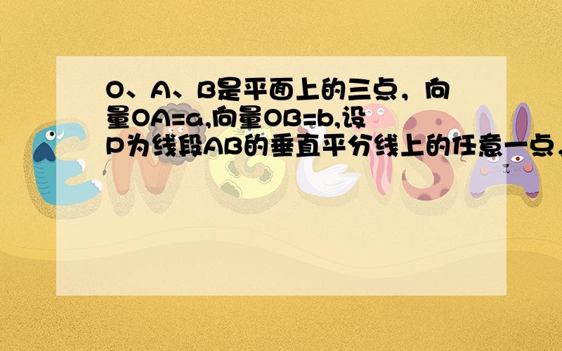 O、A、B是平面上的三点，向量OA=a,向量OB=b,设P为线段AB的垂直平分线上的任意一点，向量OP=p,若a的绝对值