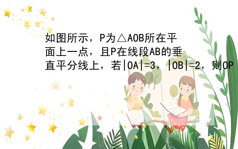 如图所示，P为△AOB所在平面上一点，且P在线段AB的垂直平分线上，若|OA|=3，|OB|=2，则OP•（OA-OB）