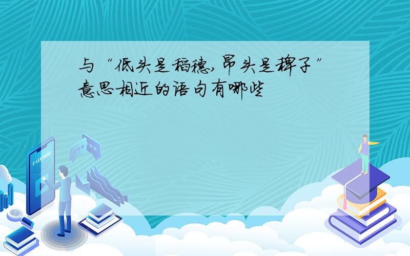 与“低头是稻穗,昂头是稗子”意思相近的语句有哪些