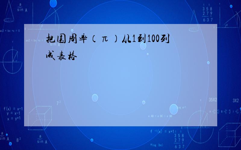 把圆周率（π）从1到100列成表格