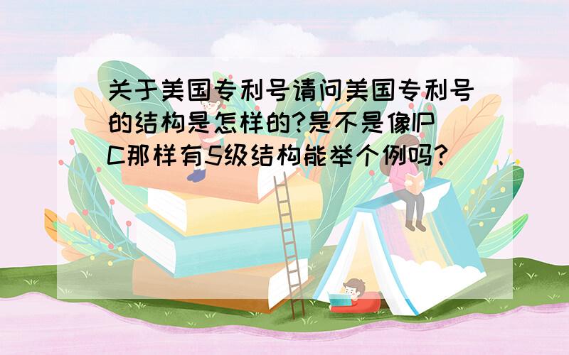 关于美国专利号请问美国专利号的结构是怎样的?是不是像IPC那样有5级结构能举个例吗?