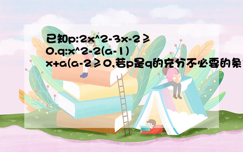 已知p:2x^2-3x-2≥0.q:x^2-2(a-1)x+a(a-2≥0,若p是q的充分不必要的条件,求a范围