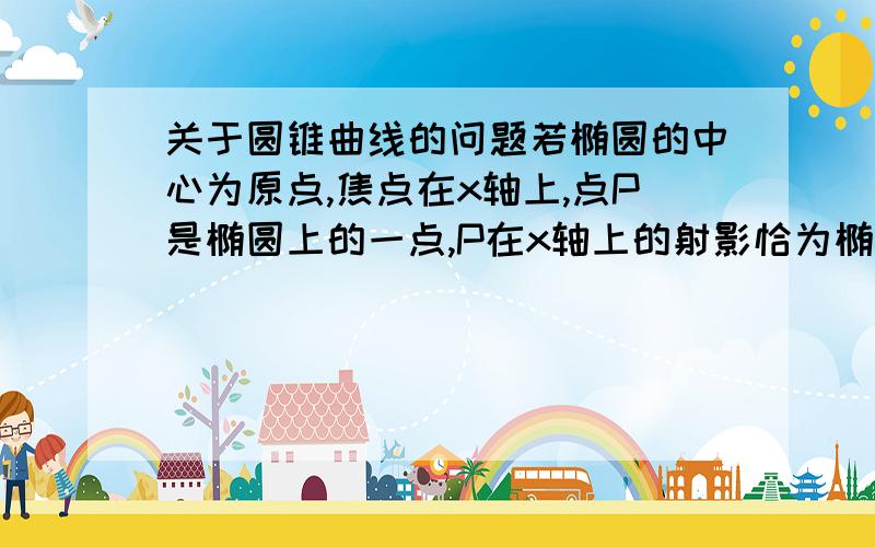 关于圆锥曲线的问题若椭圆的中心为原点,焦点在x轴上,点P是椭圆上的一点,P在x轴上的射影恰为椭圆的左焦点,P与中心O的连