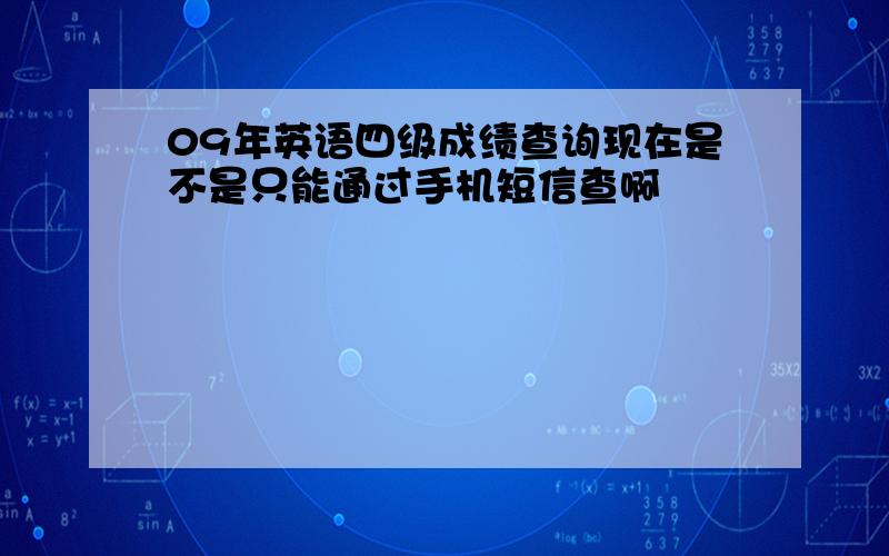 09年英语四级成绩查询现在是不是只能通过手机短信查啊