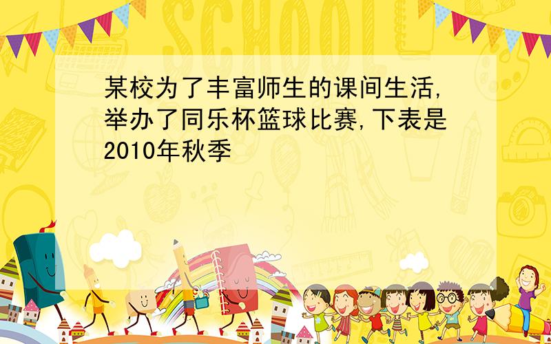 某校为了丰富师生的课间生活,举办了同乐杯篮球比赛,下表是2010年秋季