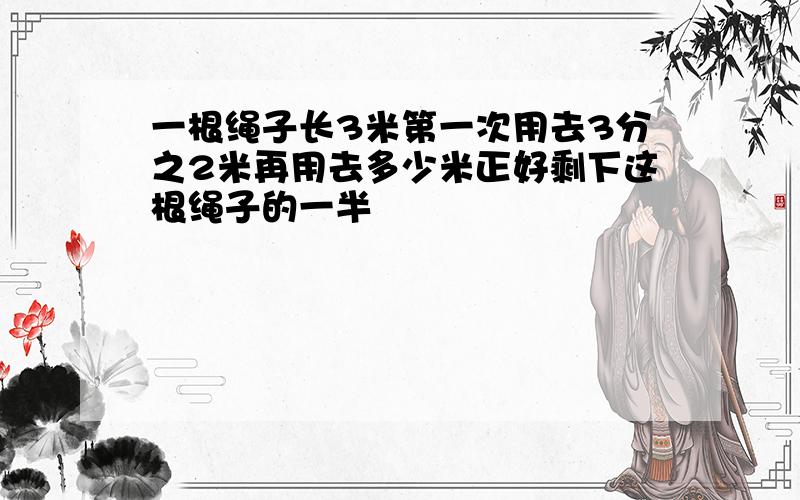 一根绳子长3米第一次用去3分之2米再用去多少米正好剩下这根绳子的一半