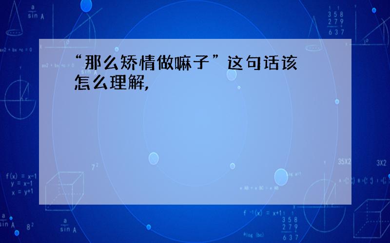 “那么矫情做嘛子” 这句话该怎么理解,