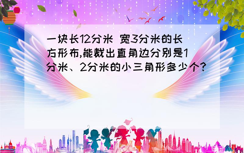 一块长12分米 宽3分米的长方形布,能裁出直角边分别是1分米、2分米的小三角形多少个?