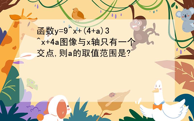 函数y=9^x+(4+a)3^x+4a图像与x轴只有一个交点,则a的取值范围是?