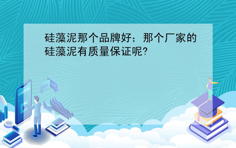 硅藻泥那个品牌好；那个厂家的硅藻泥有质量保证呢?