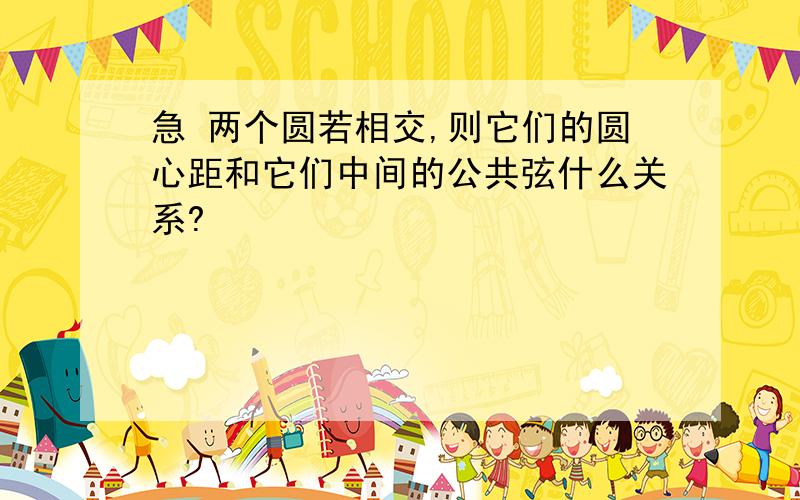 急 两个圆若相交,则它们的圆心距和它们中间的公共弦什么关系?