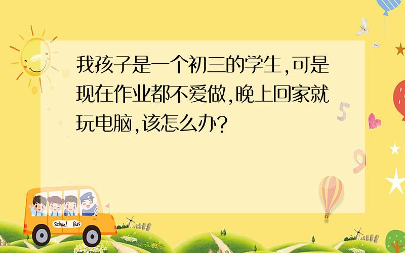 我孩子是一个初三的学生,可是现在作业都不爱做,晚上回家就玩电脑,该怎么办?