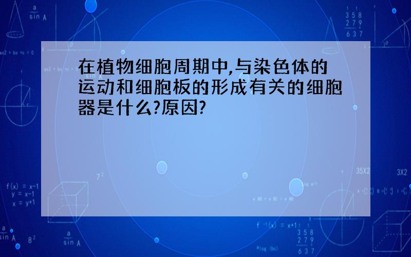 在植物细胞周期中,与染色体的运动和细胞板的形成有关的细胞器是什么?原因?