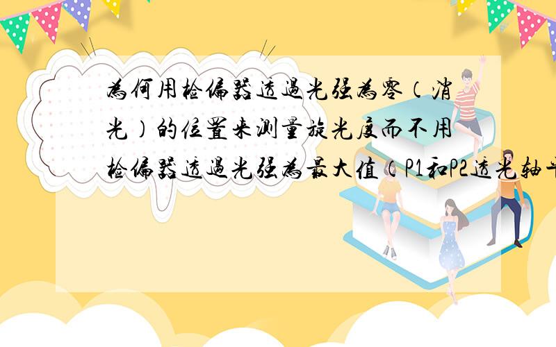 为何用检偏器透过光强为零（消光）的位置来测量旋光度而不用检偏器透过光强为最大值（P1和P2透光轴平行）