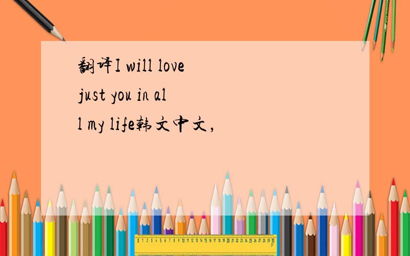 翻译I will love just you in all my life韩文中文，