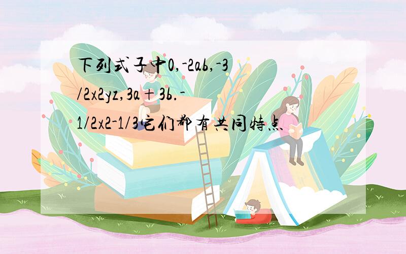 下列式子中0,-2ab,-3/2x2yz,3a+3b.-1/2x2-1/3它们都有共同特点