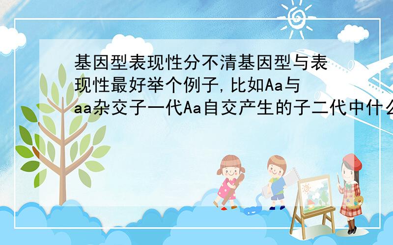 基因型表现性分不清基因型与表现性最好举个例子,比如Aa与aa杂交子一代Aa自交产生的子二代中什么是基因型什么是表现性.跟