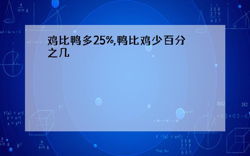 鸡比鸭多25%,鸭比鸡少百分之几