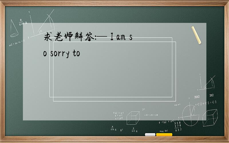 求老师解答：— I am so sorry to