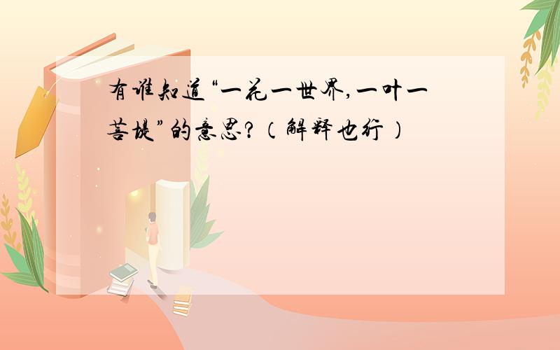 有谁知道“一花一世界,一叶一菩堤”的意思?（解释也行）