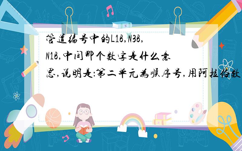 管道编号中的L1B,N3B,N1B,中间那个数字是什么意思,说明是：第二单元为顺序号,用阿拉伯数字表示,由1开始