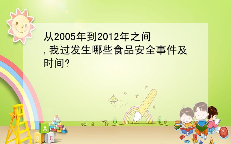 从2005年到2012年之间,我过发生哪些食品安全事件及时间?